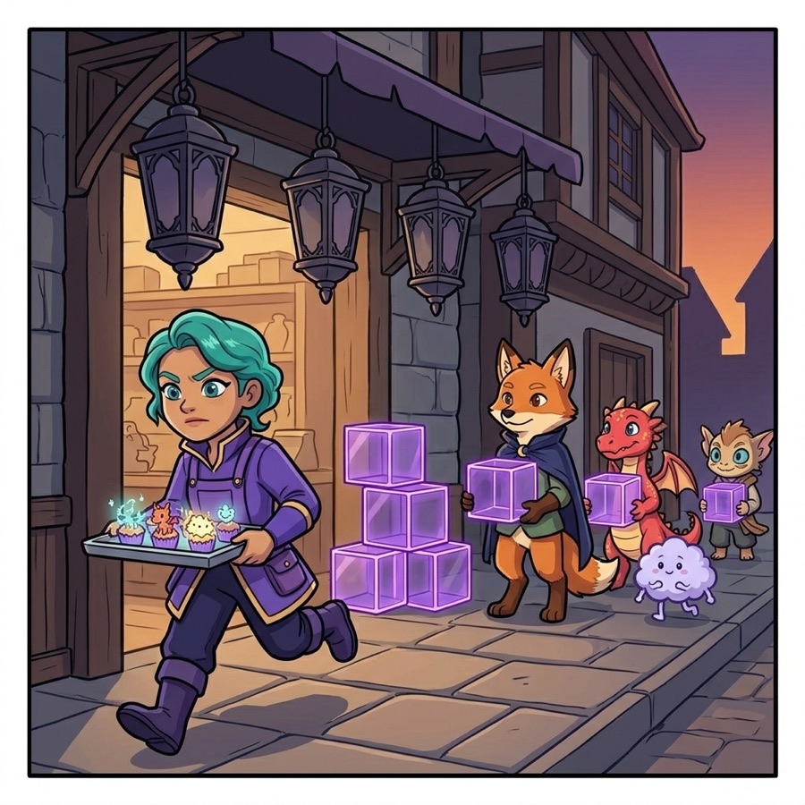The dark Night Market with creatures waiting